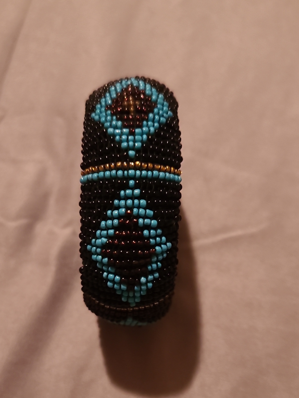 Handmade Black & Turquoise Beaded Cuff Bracelet